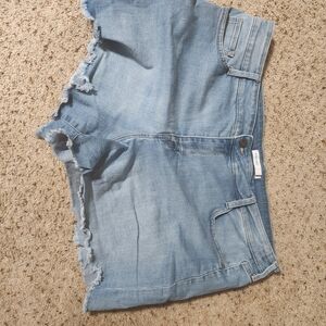 Nine West Light Blue Frayed Hem Denim Shorts